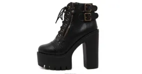 Chunky Heeled Punk Boots with Black High Tops