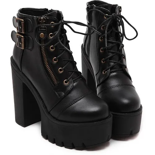 Chunky Heeled Punk Boots with Black High Tops