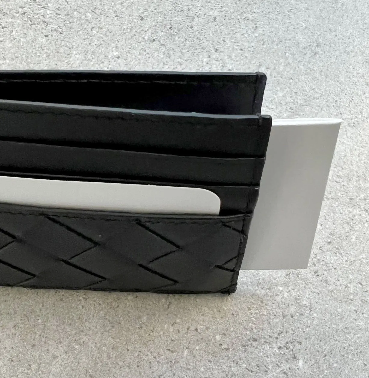 Black Intrecciato Flat Card Holder - Buy Now