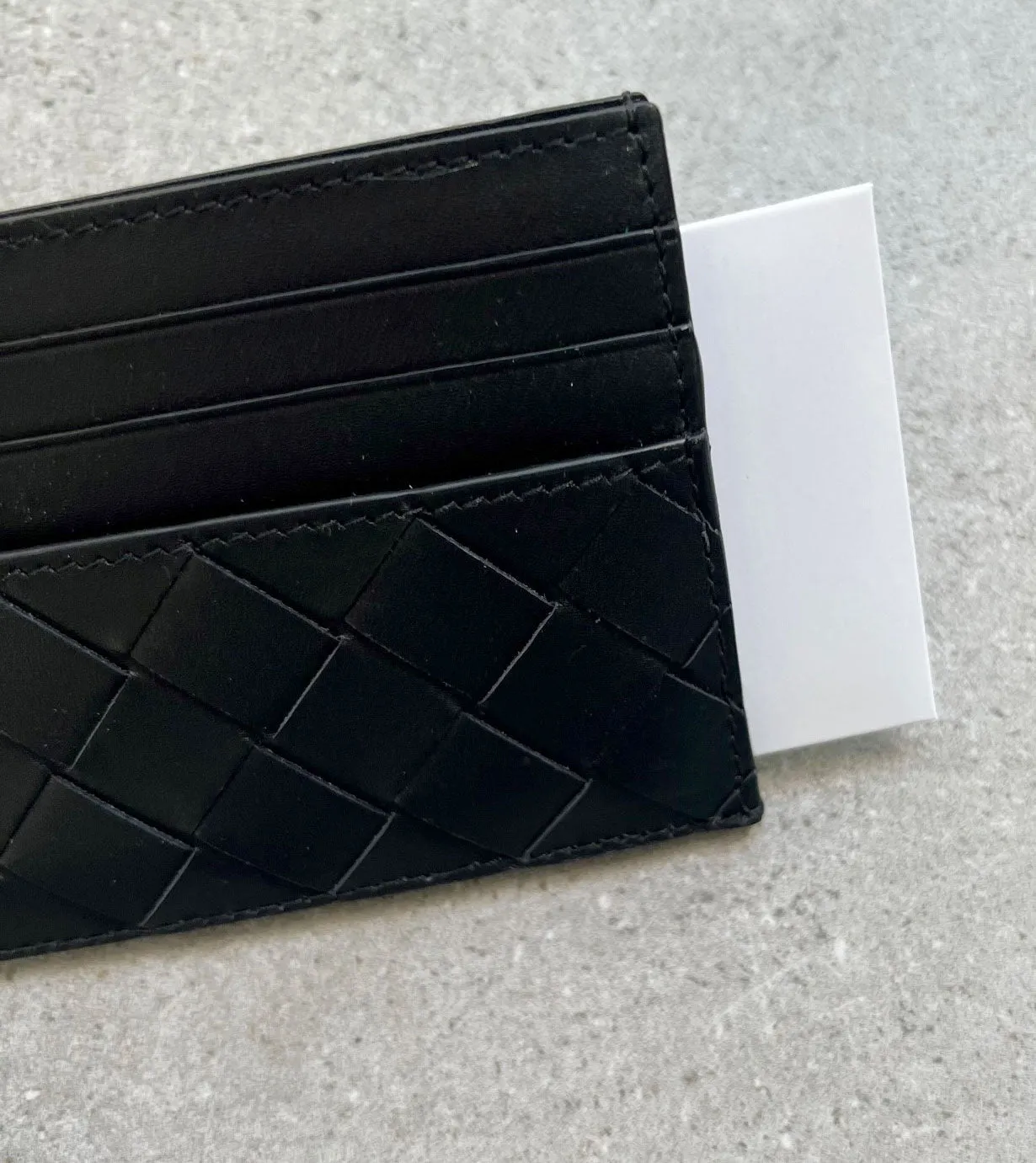 Black Intrecciato Flat Card Holder - Buy Now