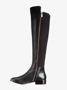 Black Knee High Zip-Up Women's Boots