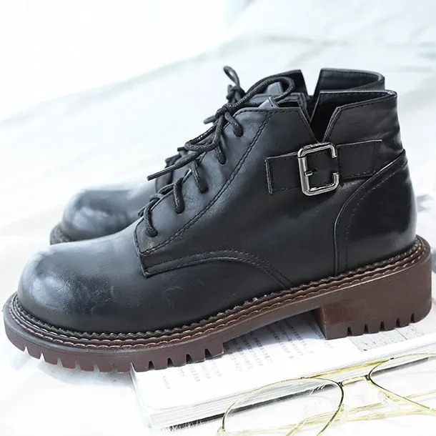 Black Punk Rock Gothic Lace Up Ankle Combat Boots