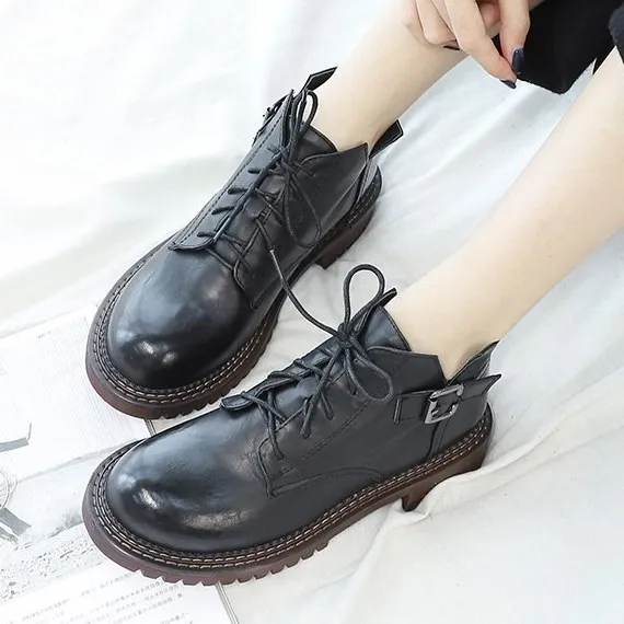 Black Punk Rock Gothic Lace Up Ankle Combat Boots