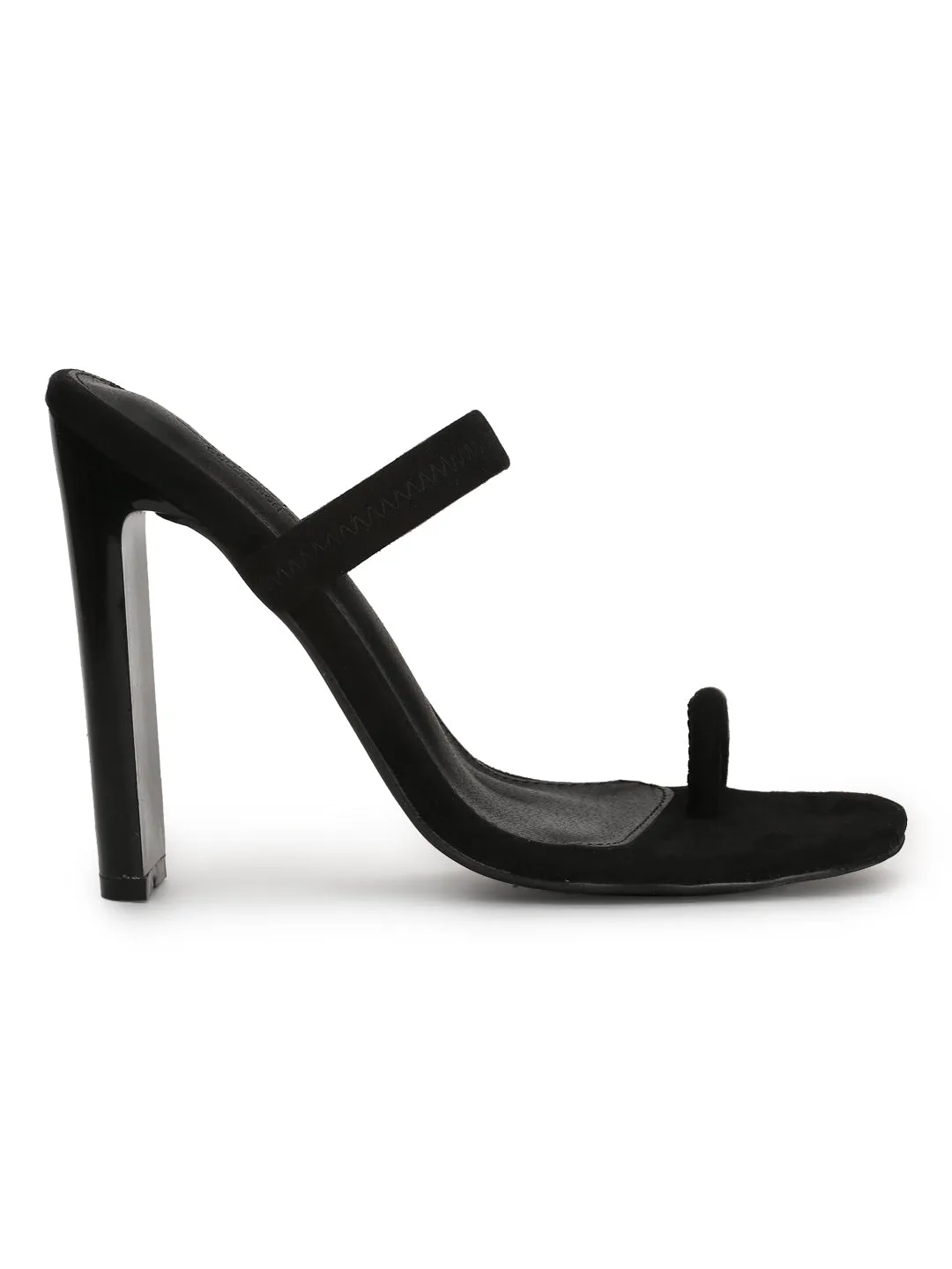 Black Micro Slip-On Slim Block Heels