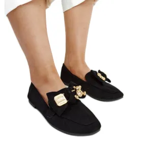 Black Kibra Safety Pin Decorated Moccasins