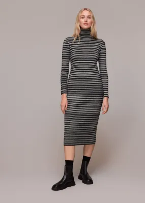 Black Stripe Midi Knit Dress