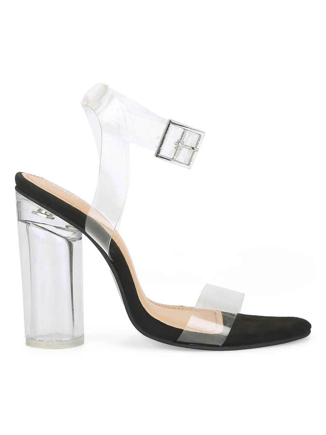 Black Suede Perspex High Block Heels (TC-RLST27-BLK)