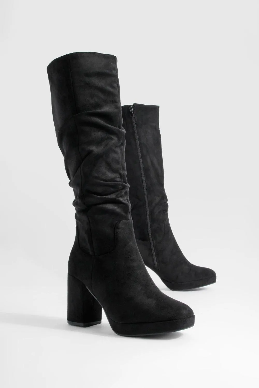 Block Heel Knee High Boots