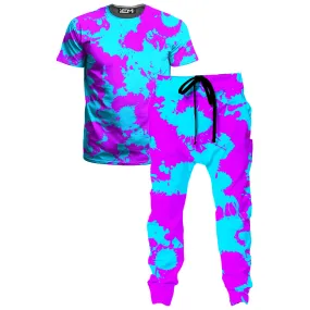 Blue and Purple Paint Splatter T-Shirt and Joggers Combo