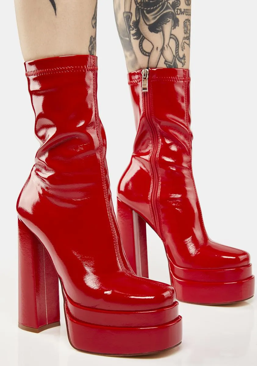 Bold Red Martha Platform Boots