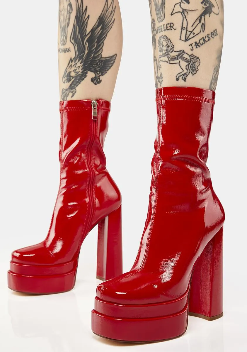 Bold Red Martha Platform Boots