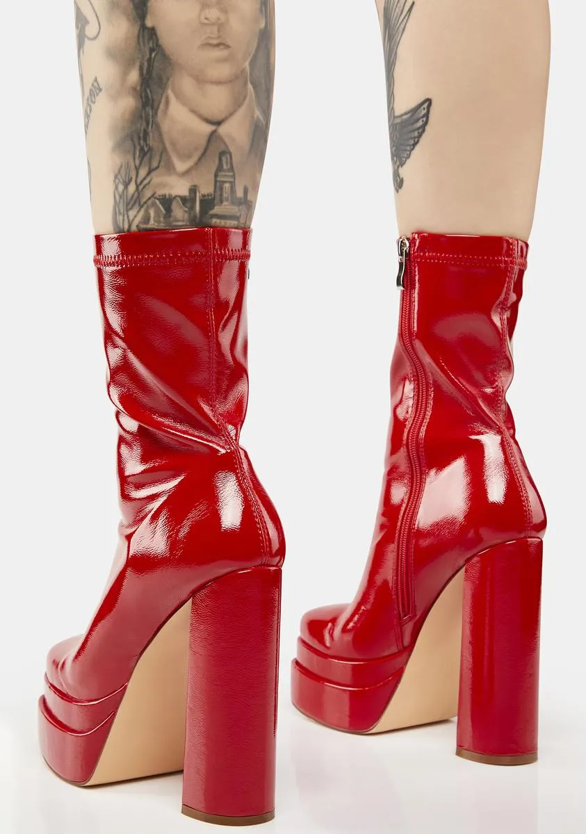 Bold Red Martha Platform Boots