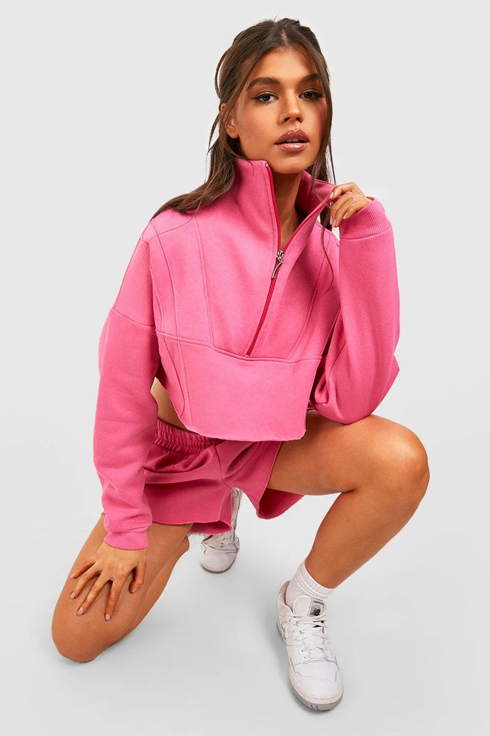 Boxy Half Zip Sweat And Short Tracksuit