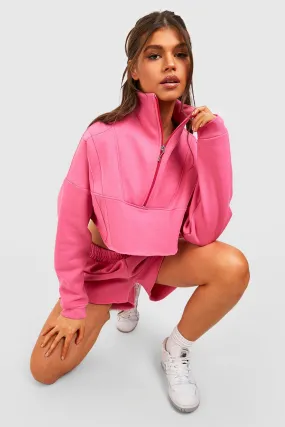 Boxy Half Zip Sweat And Short Tracksuit