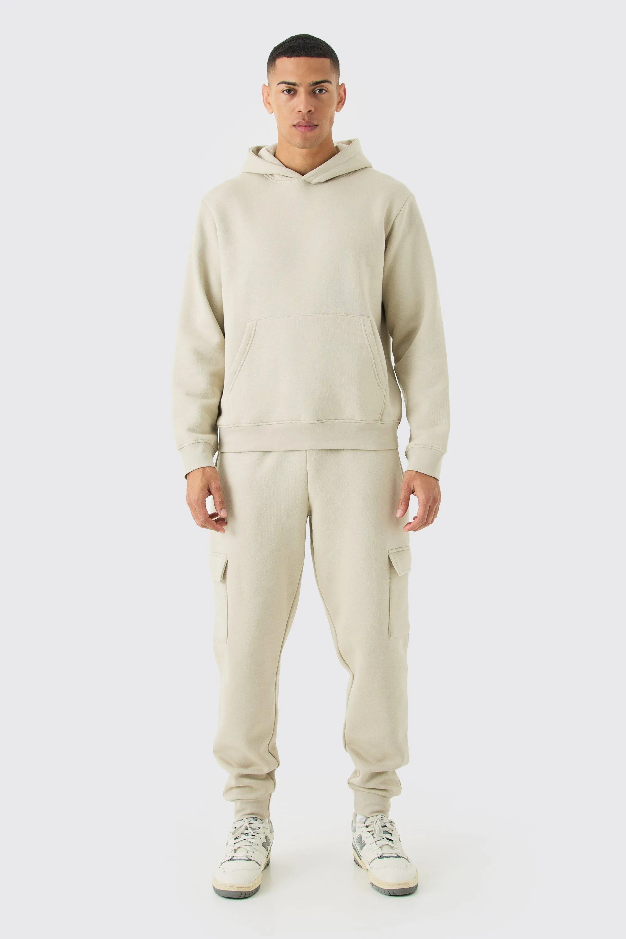 Boxy Hooded Cargo Tracksuit | boohooMAN UK