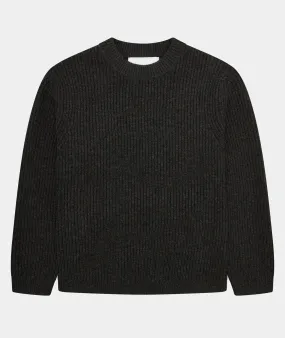 Boxy Wool Knit - Dark Grey Melange