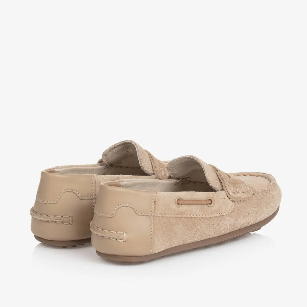 Boys Beige Suede Shoes