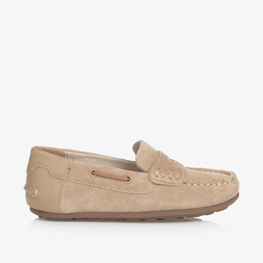 Boys Beige Suede Shoes