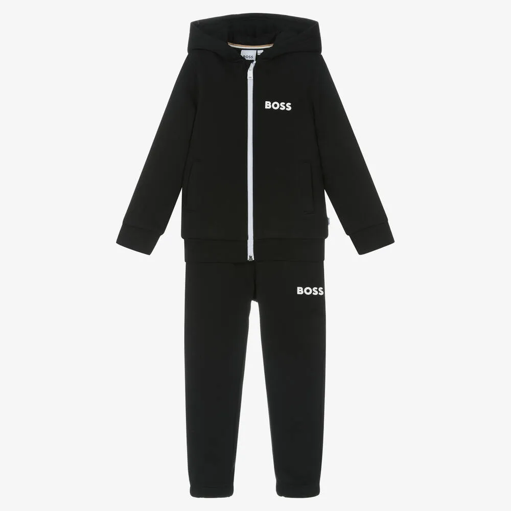 Black Cotton Boys Tracksuit