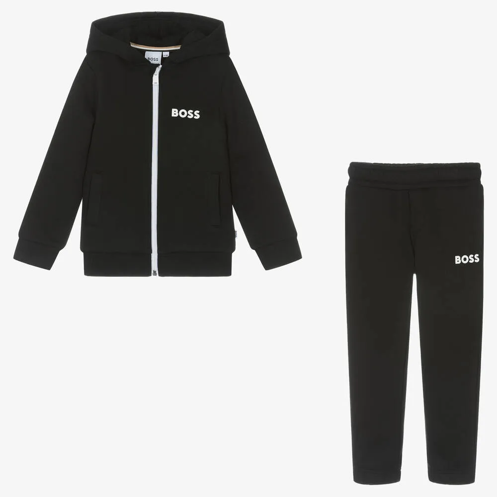 Black Cotton Boys Tracksuit