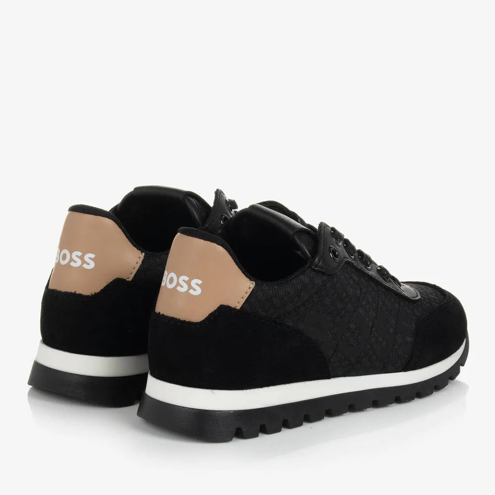 Boys Black Lace-Up Trainers