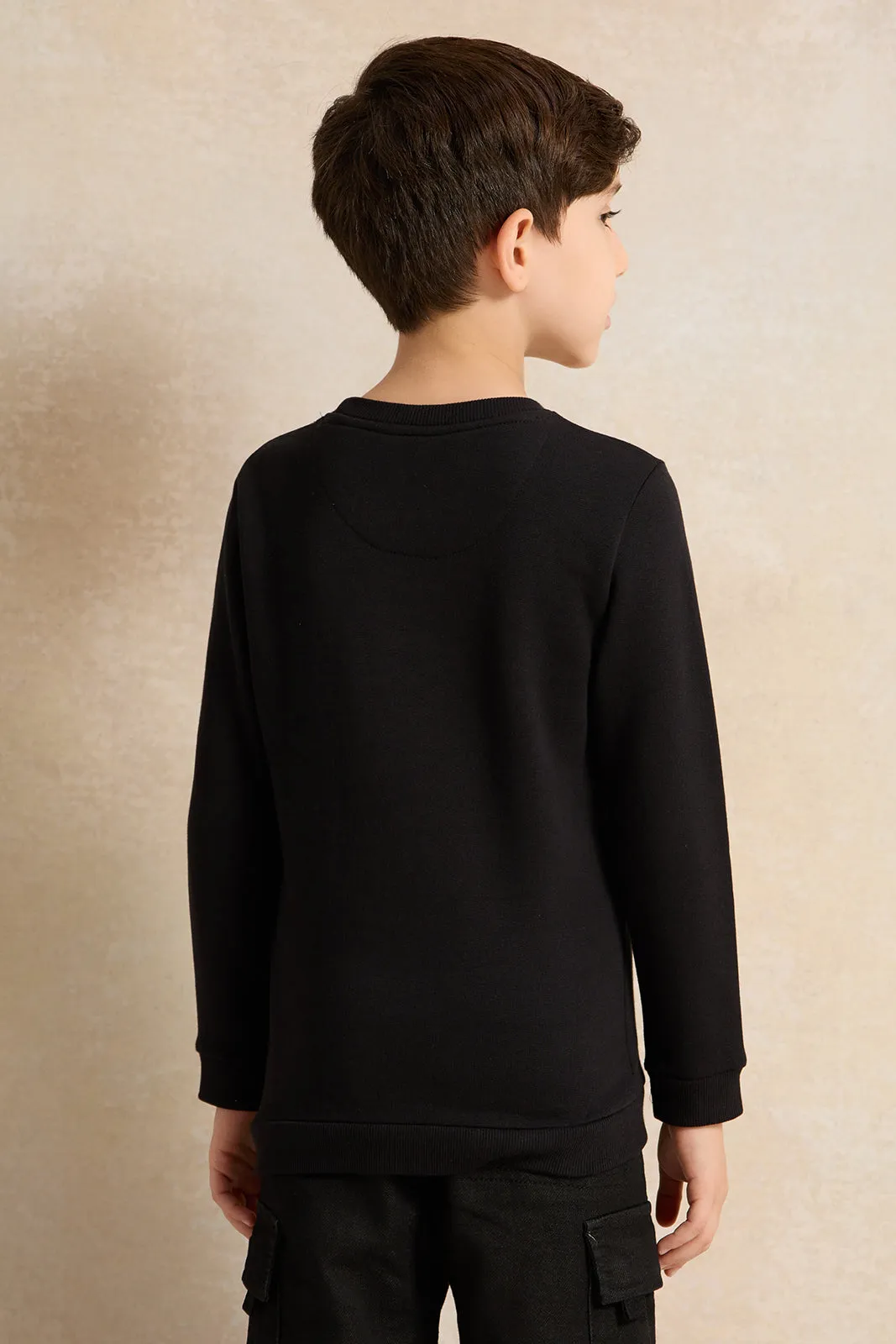 Boys Black Printed Sweatshirt