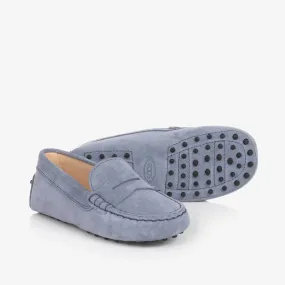 Boys Blue Suede Driving Shoes