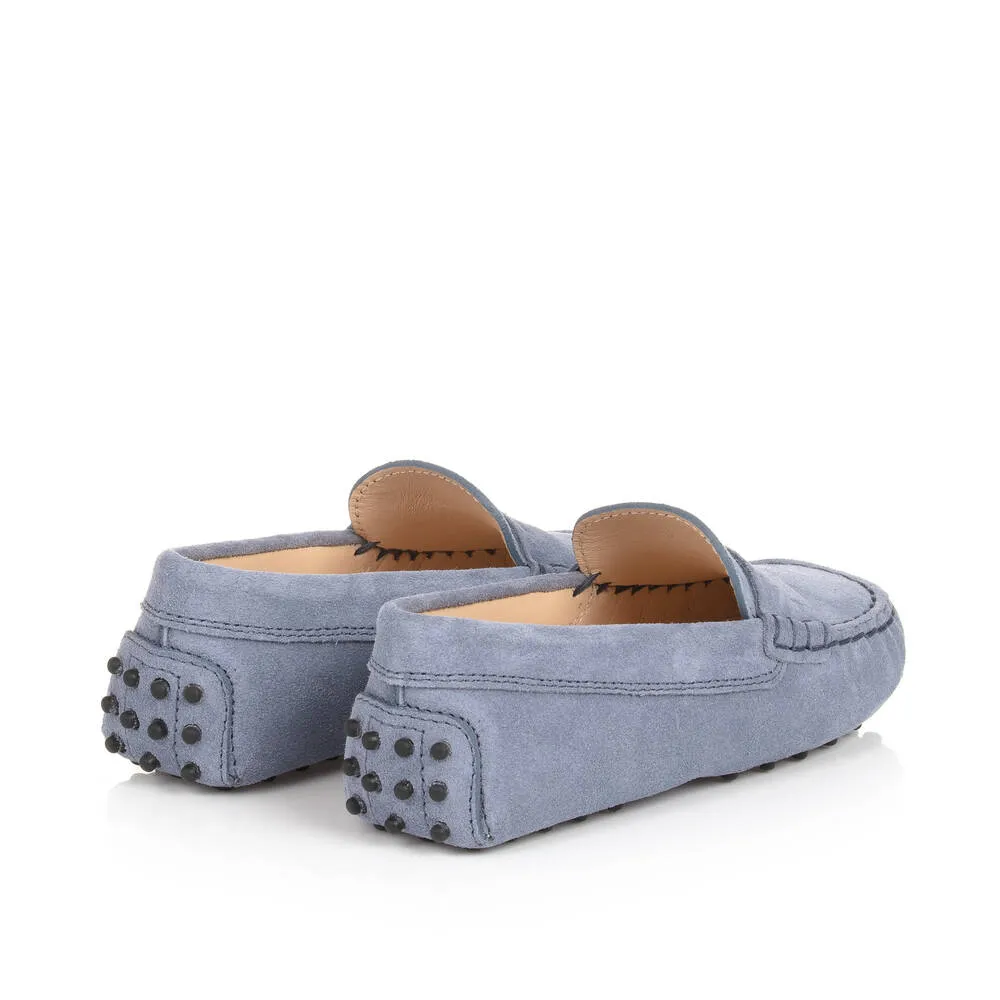 Boys Blue Suede Driving Shoes