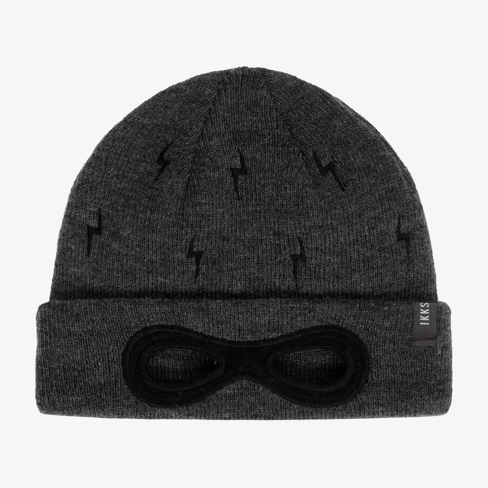 Boys Grey Knitted Beanie Hat