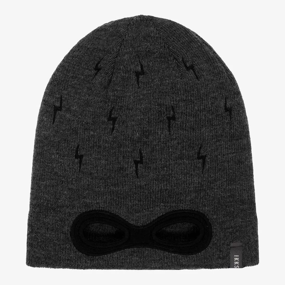 Boys Grey Knitted Beanie Hat