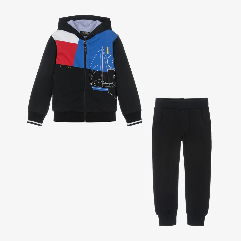 Boys Navy Blue Cotton Sailing Tracksuit