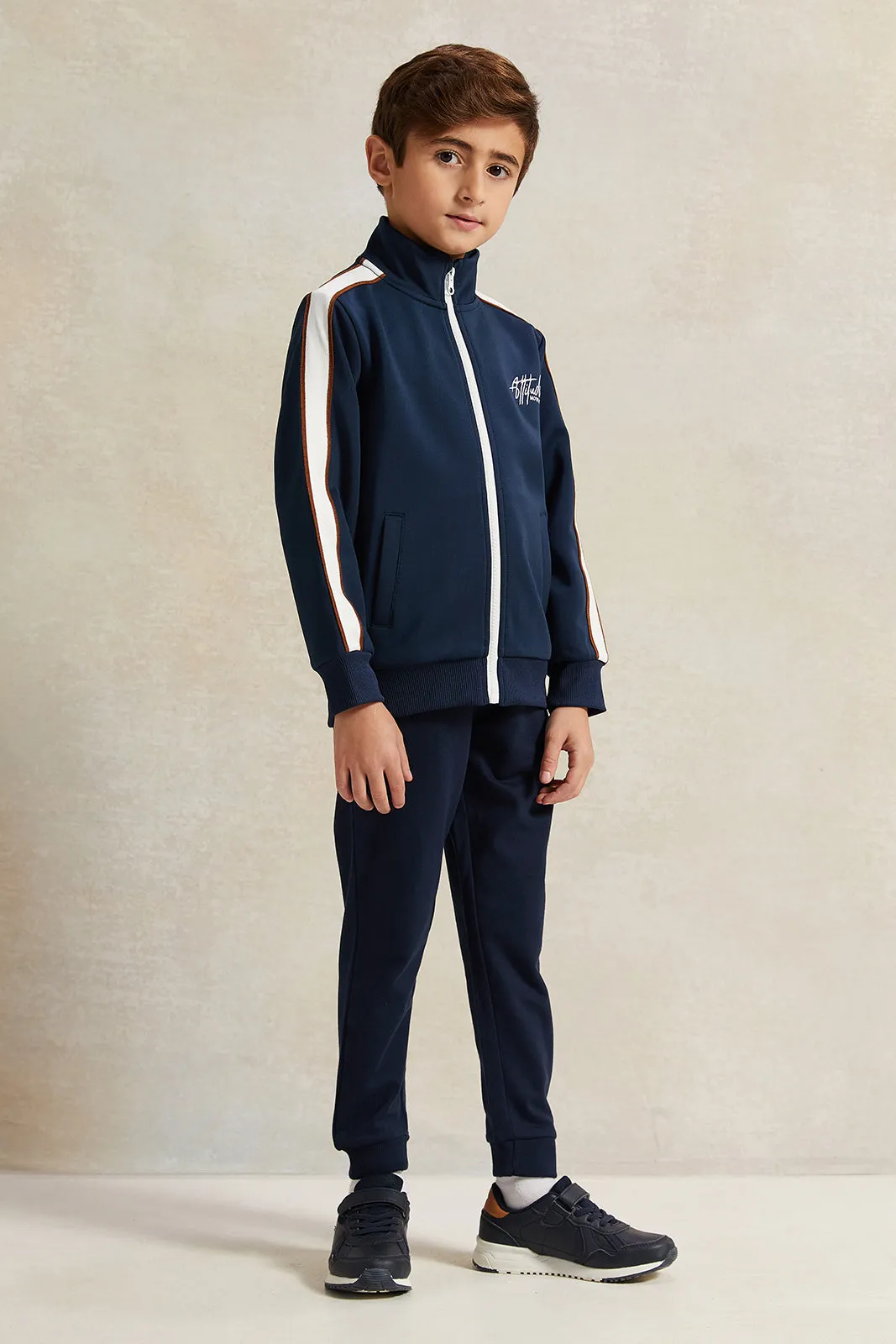 Boys Navy High-Neck Sweatshirt