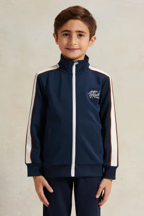 Boys Navy High-Neck Sweatshirt