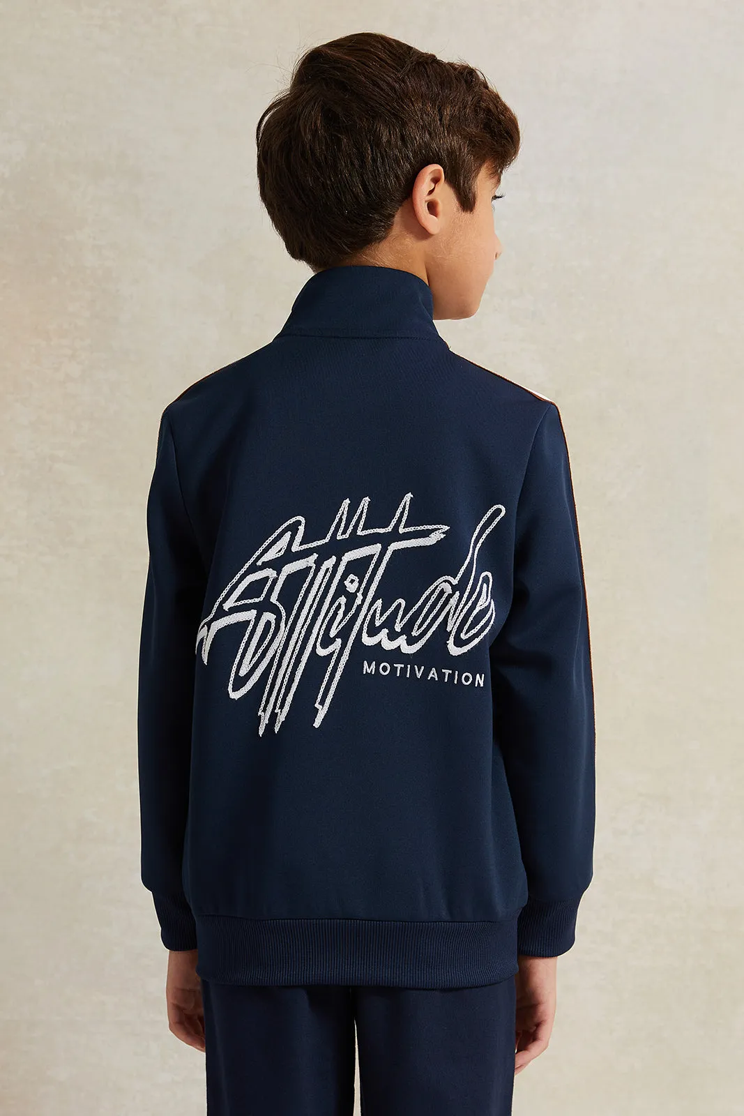 Boys Navy High-Neck Sweatshirt