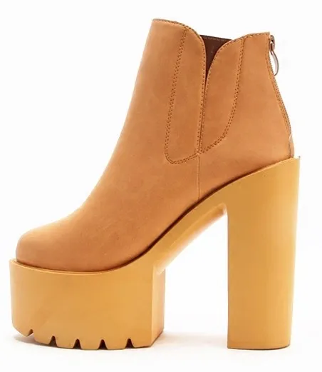 Brown Camel Khaki Punk Rock Chunky Sole Platforms Boots