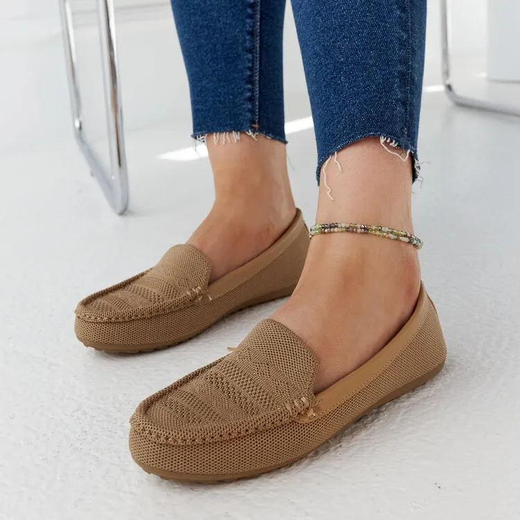 Fiammetta Brown Fabric Moccasins