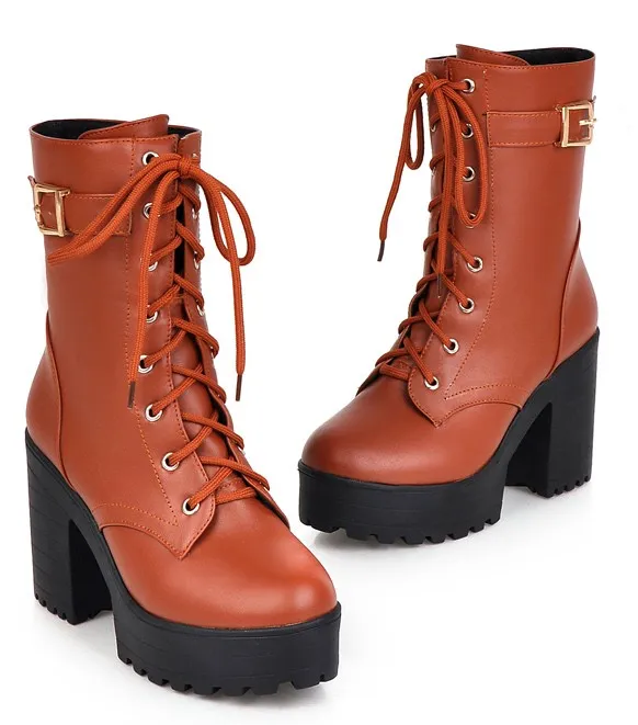 Brown Military High Top Combat Boots