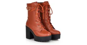 Brown Military High Top Combat Boots