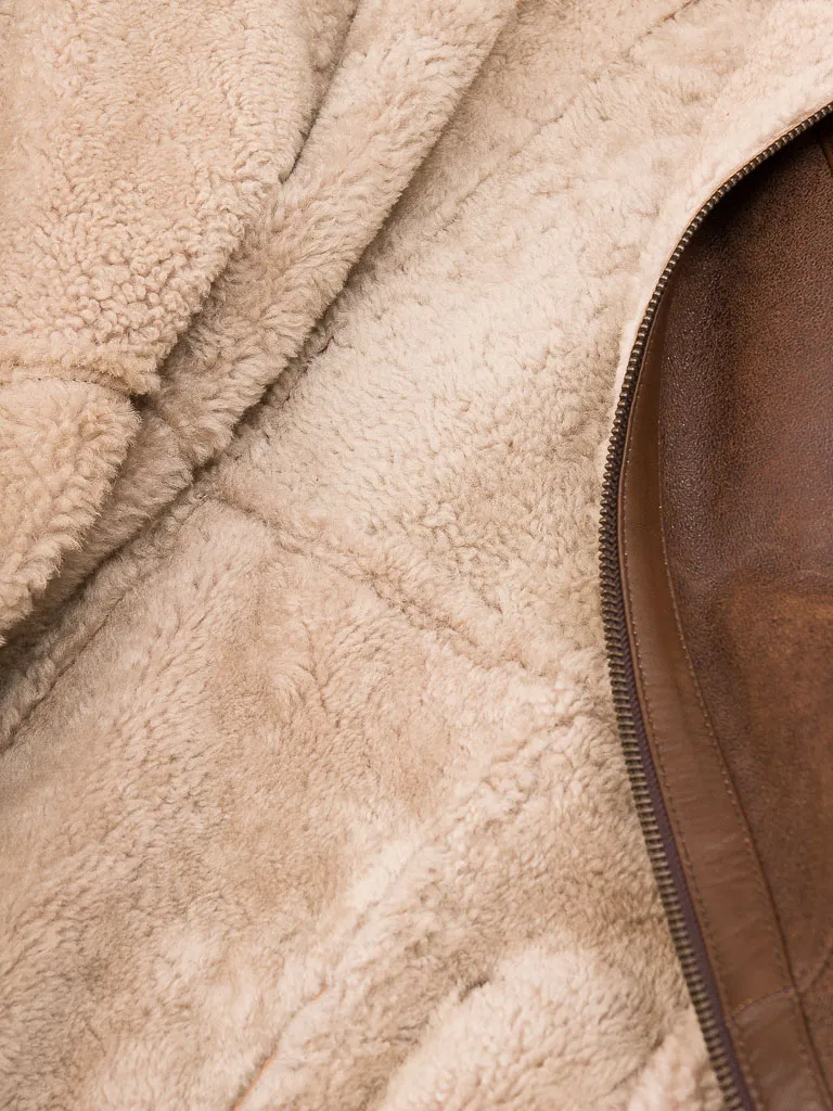 Brown Men's Shearling Trench Coat - MEETH