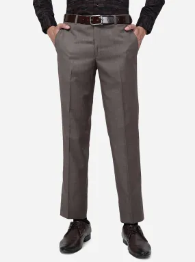 Brown Slim Fit Formal Trouser with Metal Detail - Shop Now