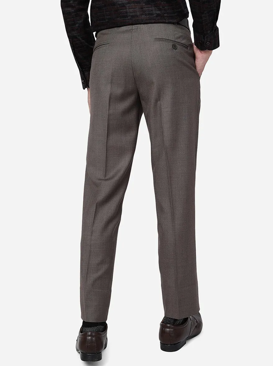 Brown Slim Fit Formal Trouser with Metal Detail - Shop Now