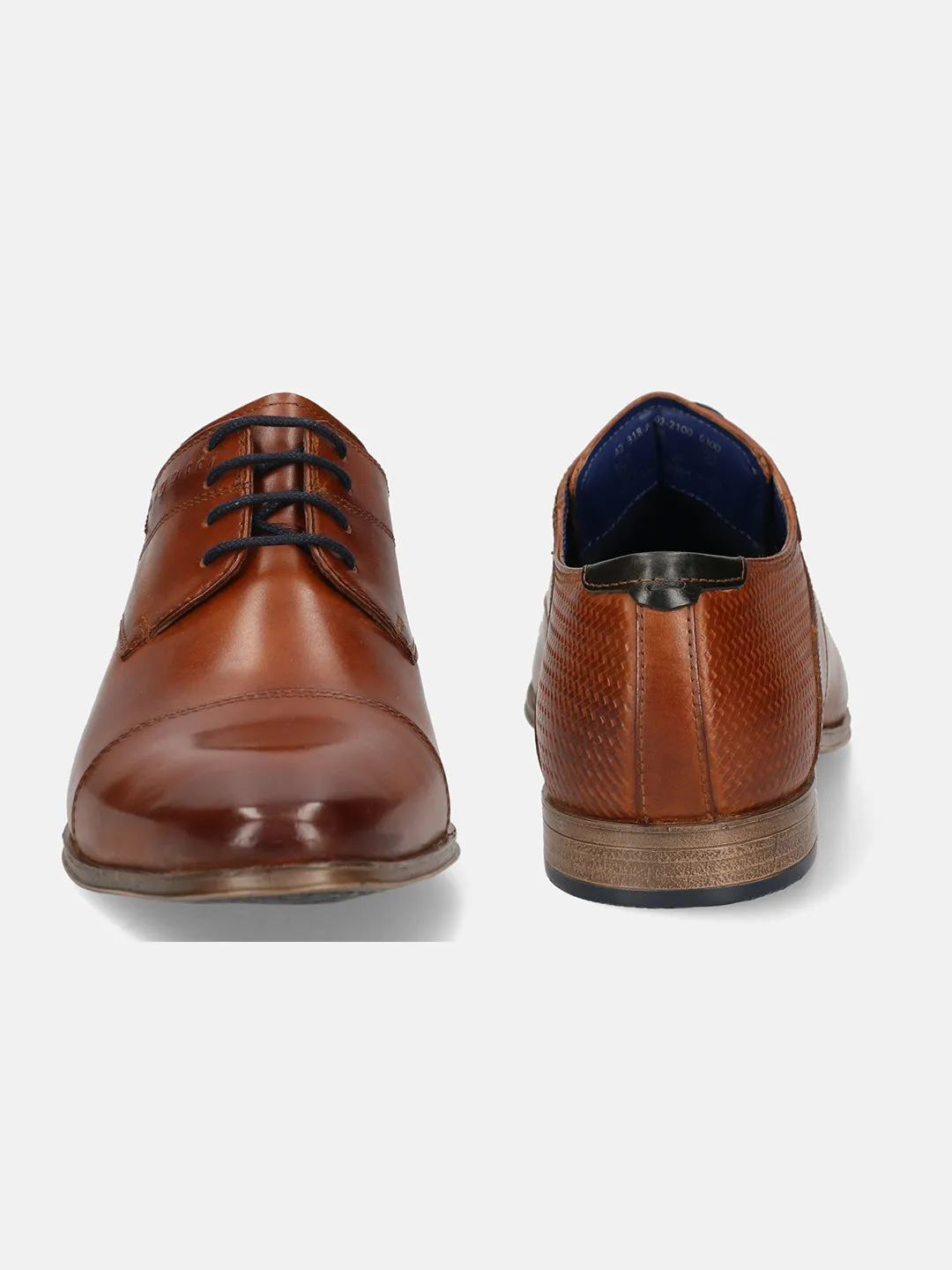 bugatti Cognac Premium Leather Formal Derby Shoes