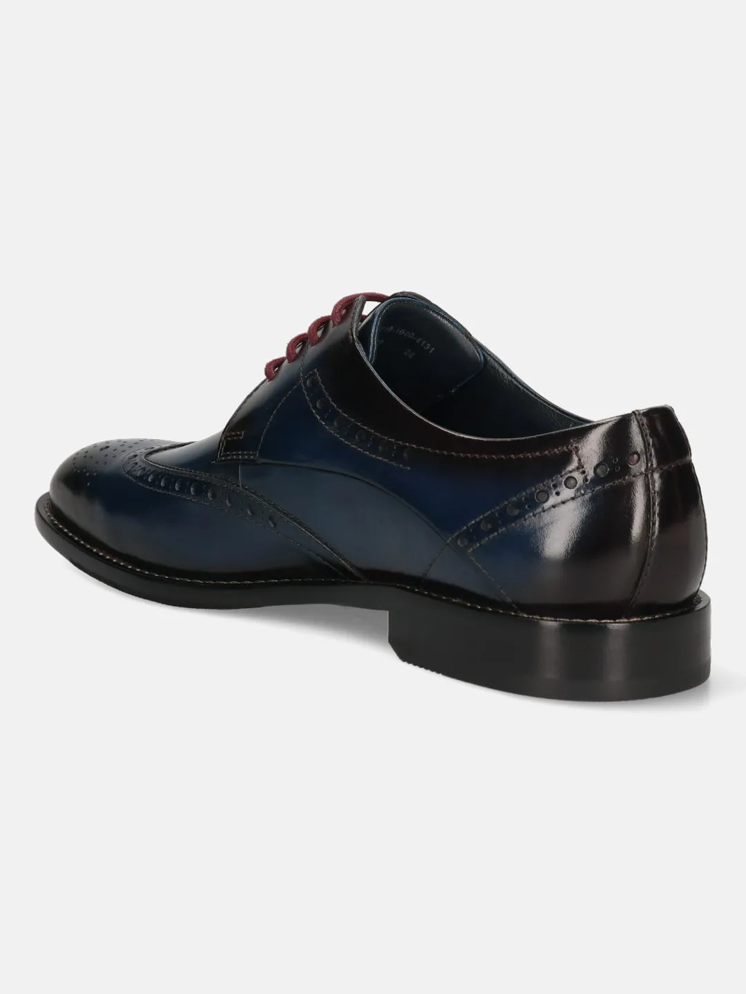 bugatti Dark Blue & Dark Red Premium Leather Derby shoes