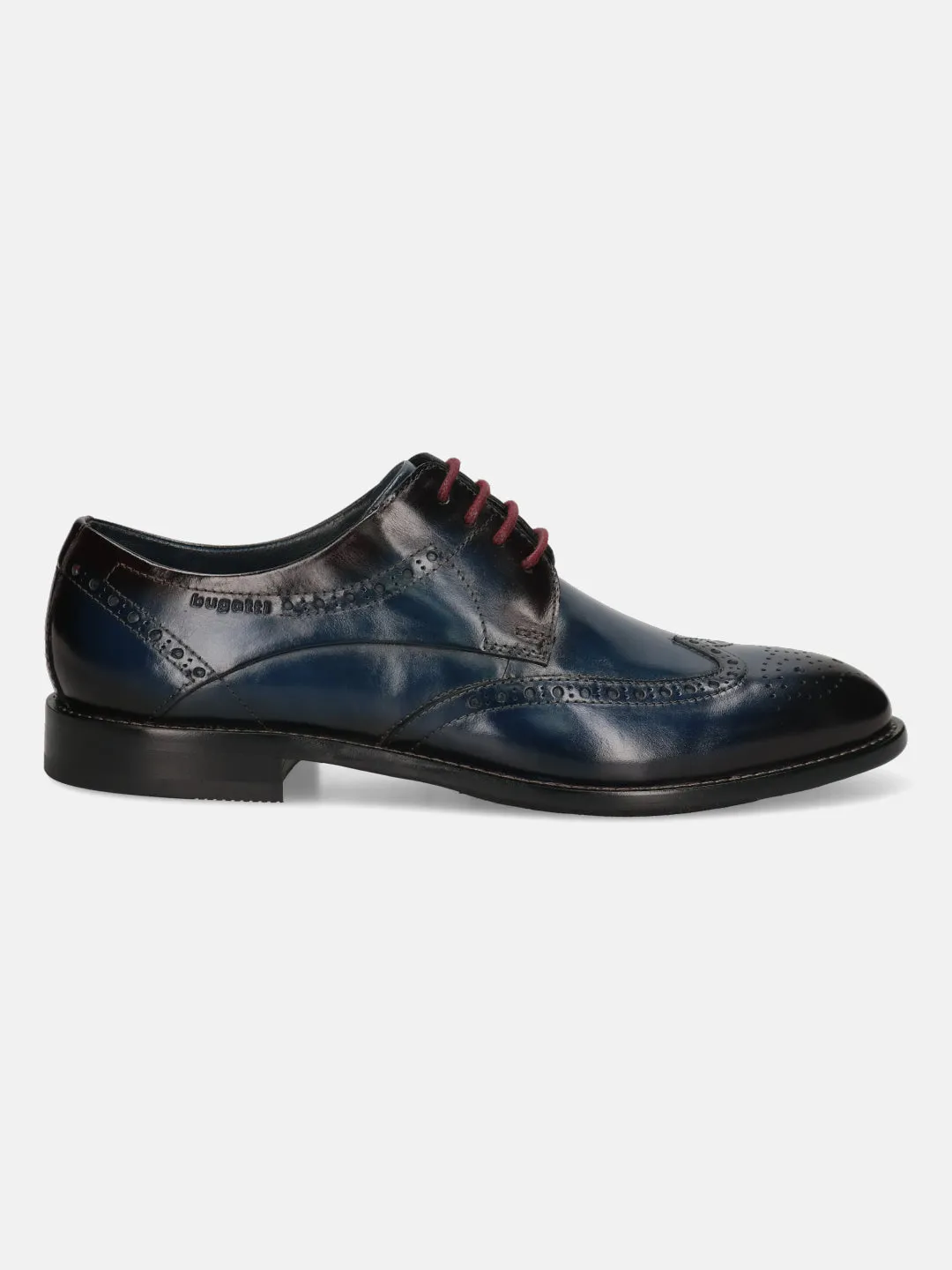 bugatti Dark Blue & Dark Red Premium Leather Derby shoes