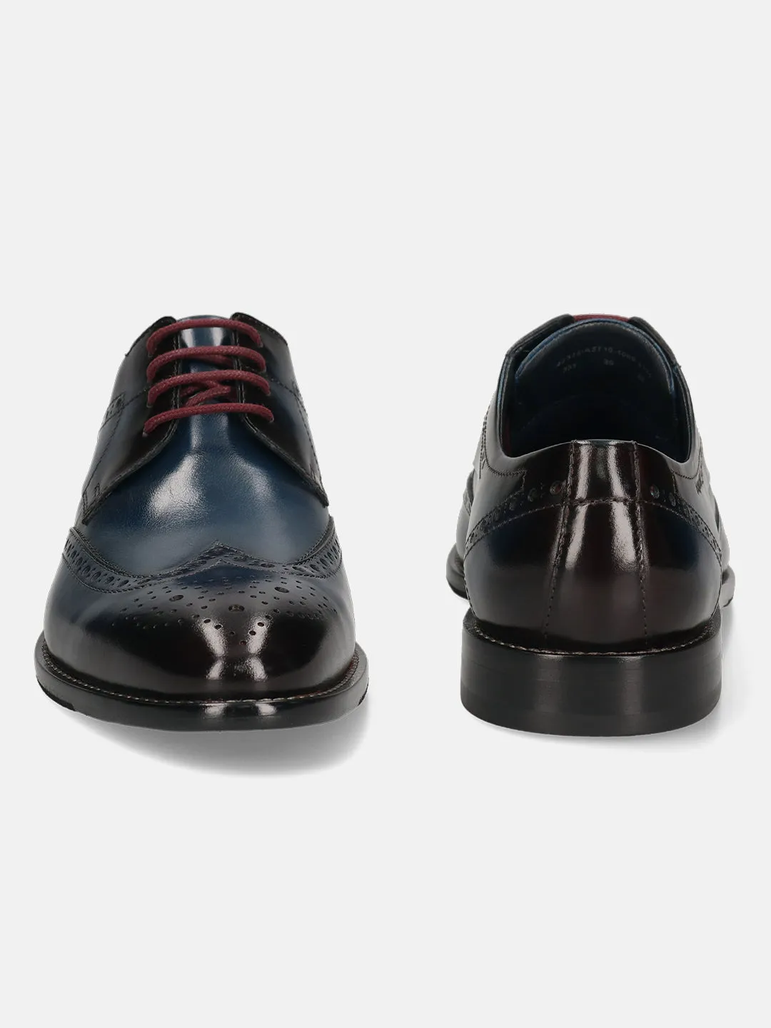 bugatti Dark Blue & Dark Red Premium Leather Derby shoes