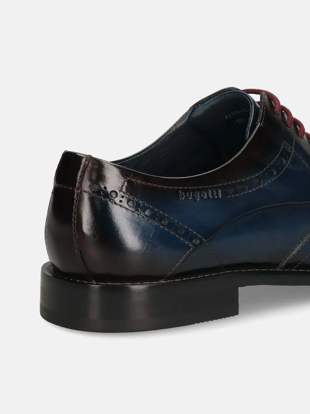 bugatti Dark Blue & Dark Red Premium Leather Derby shoes