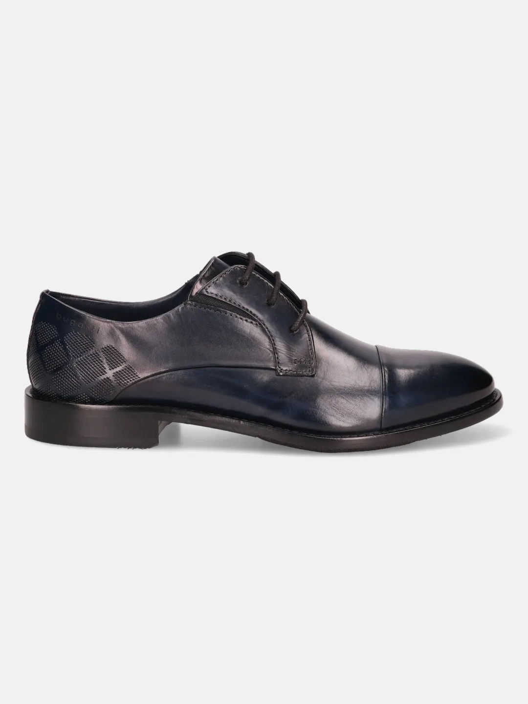 bugatti Dark Blue Premium Leather Derby Shoes