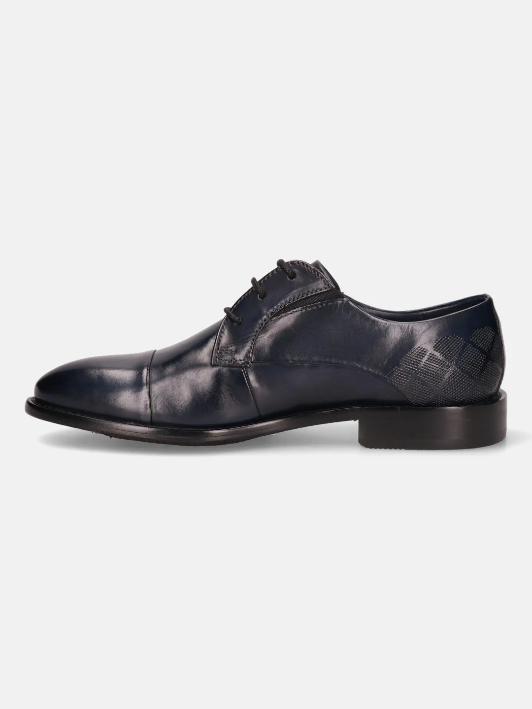 bugatti Dark Blue Premium Leather Derby Shoes