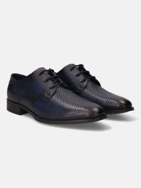 bugatti Dark Blue Premium Leather Formal Derby Shoes