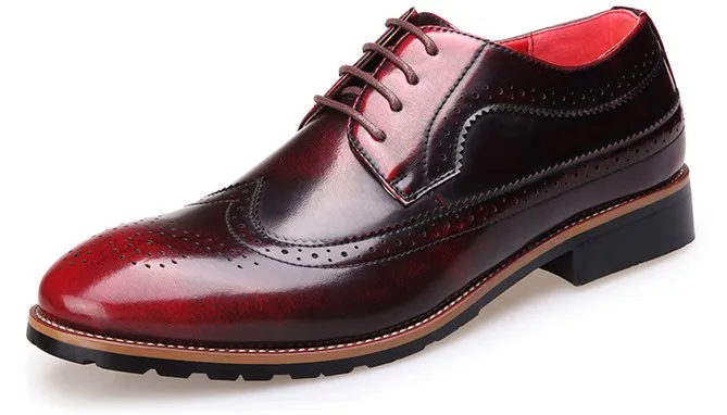 Burgundy Vintage Leather Men's Oxford Dress Flats